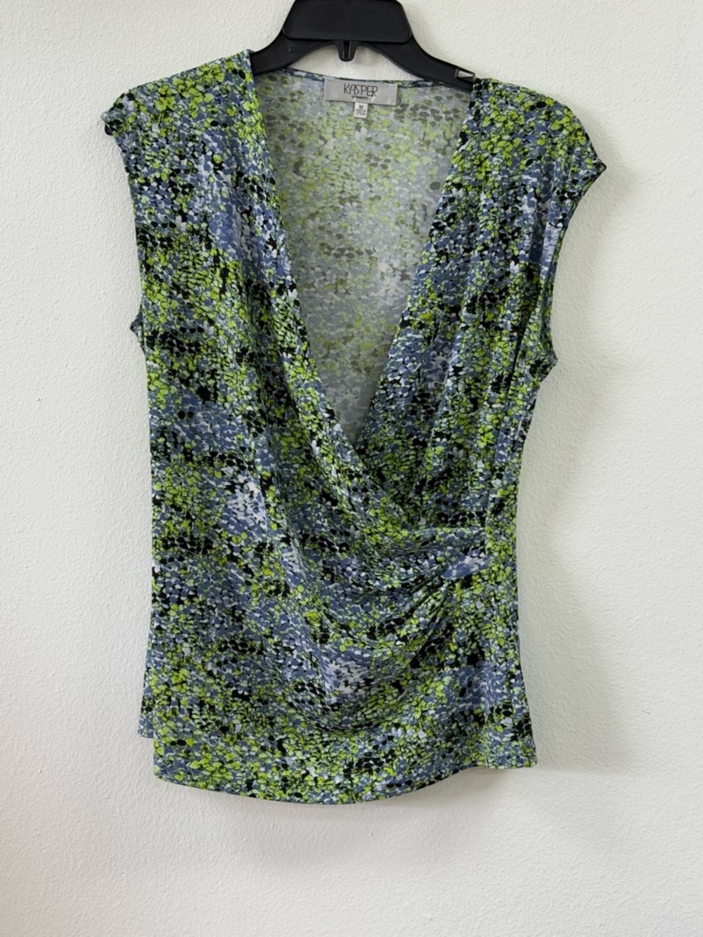 Kasper Blue & Green Drape Front Sleeveless Camisole